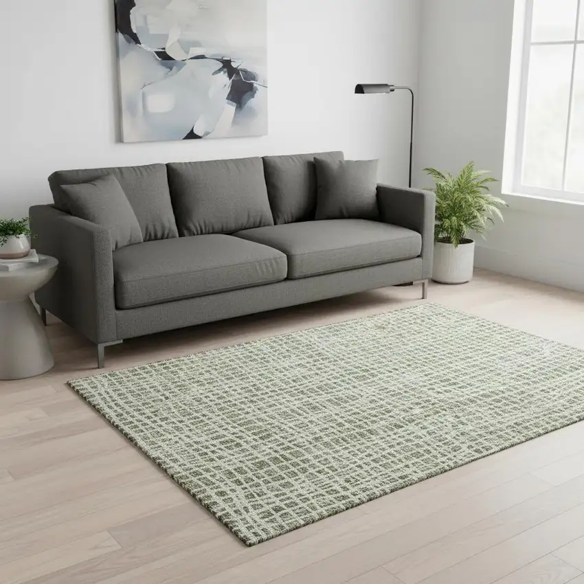 Green And Ivory Striped Washable Area Rug With UV Protection Photo 2