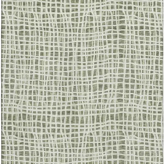 Green And Ivory Striped Washable Area Rug With UV Protection Photo 3