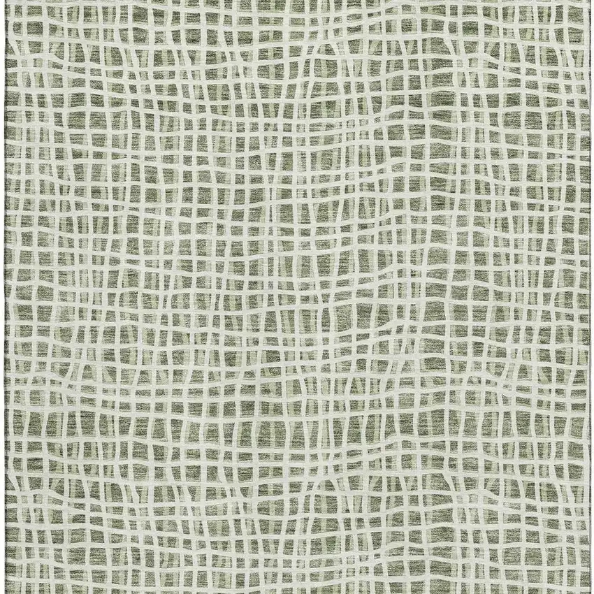 Green And Ivory Striped Washable Area Rug With UV Protection Photo 3