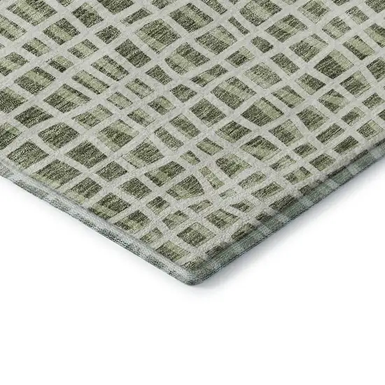 Green And Ivory Striped Washable Area Rug With UV Protection Photo 8