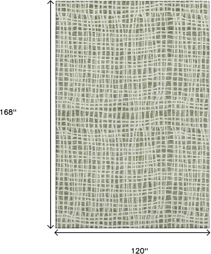 Green And Ivory Striped Washable Area Rug With UV Protection Photo 3