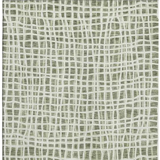 Green And Ivory Striped Washable Area Rug With UV Protection Photo 3