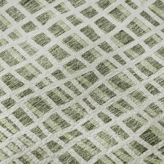 Green And Ivory Striped Washable Area Rug With UV Protection Photo 9