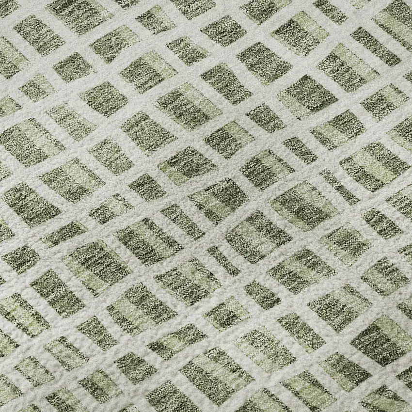 Green And Ivory Striped Washable Area Rug With UV Protection Photo 9