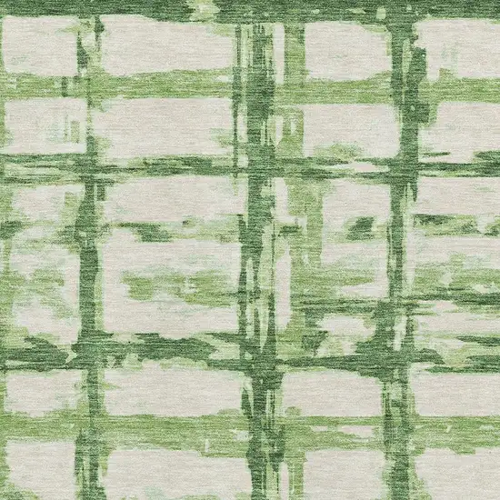 Green And Ivory Striped Washable Area Rug With UV Protection Photo 3