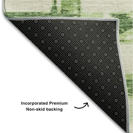 Green And Ivory Striped Washable Area Rug With UV Protection Photo 7