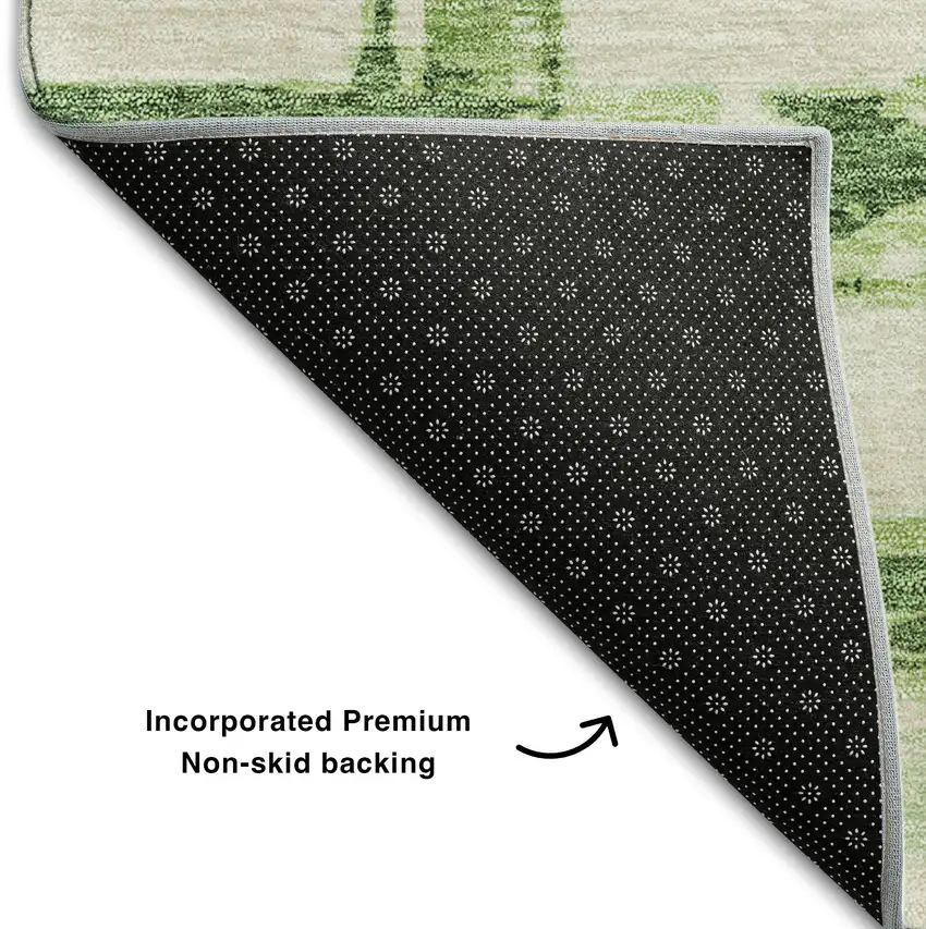 Green And Ivory Striped Washable Area Rug With UV Protection Photo 7