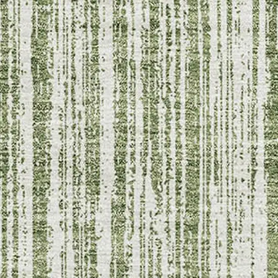 Green And Ivory Striped Washable Area Rug With UV Protection Photo 4