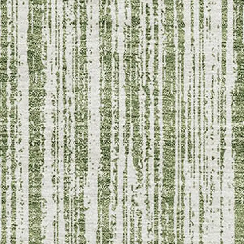 Green And Ivory Striped Washable Area Rug With UV Protection Photo 4