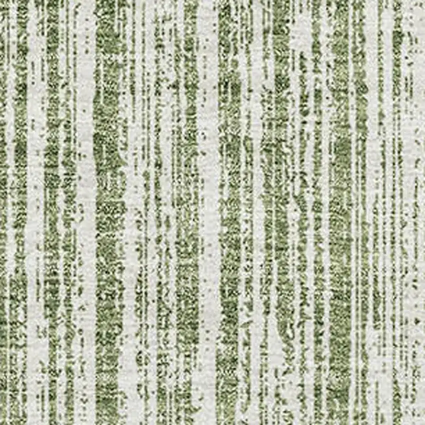 Green And Ivory Striped Washable Area Rug With UV Protection Photo 6