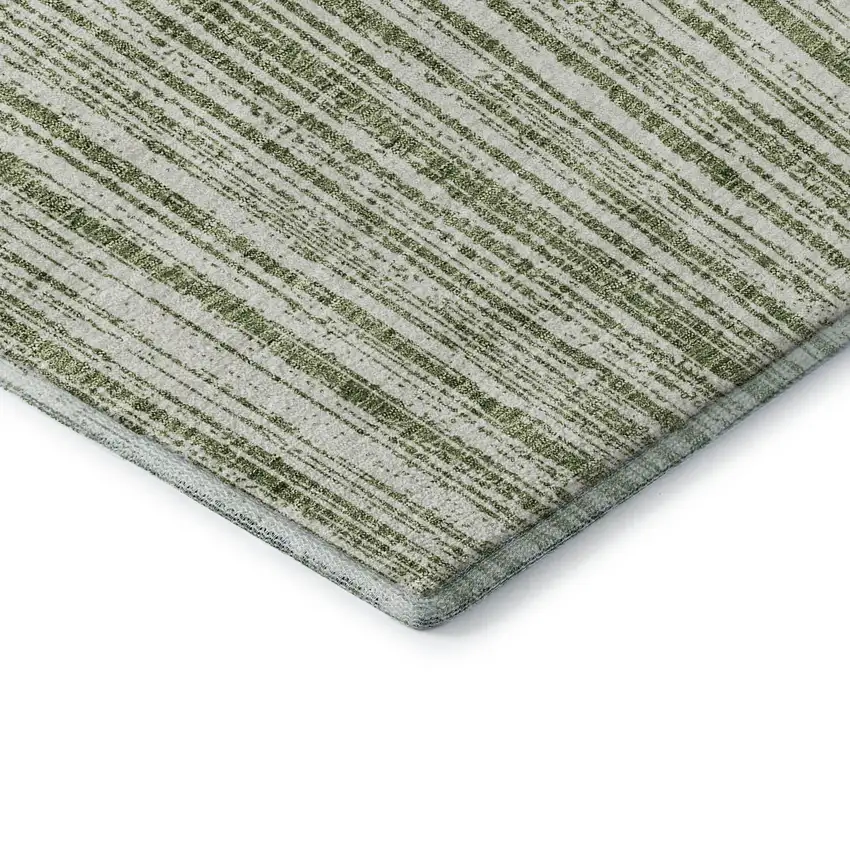 Green And Ivory Striped Washable Area Rug With UV Protection Photo 7
