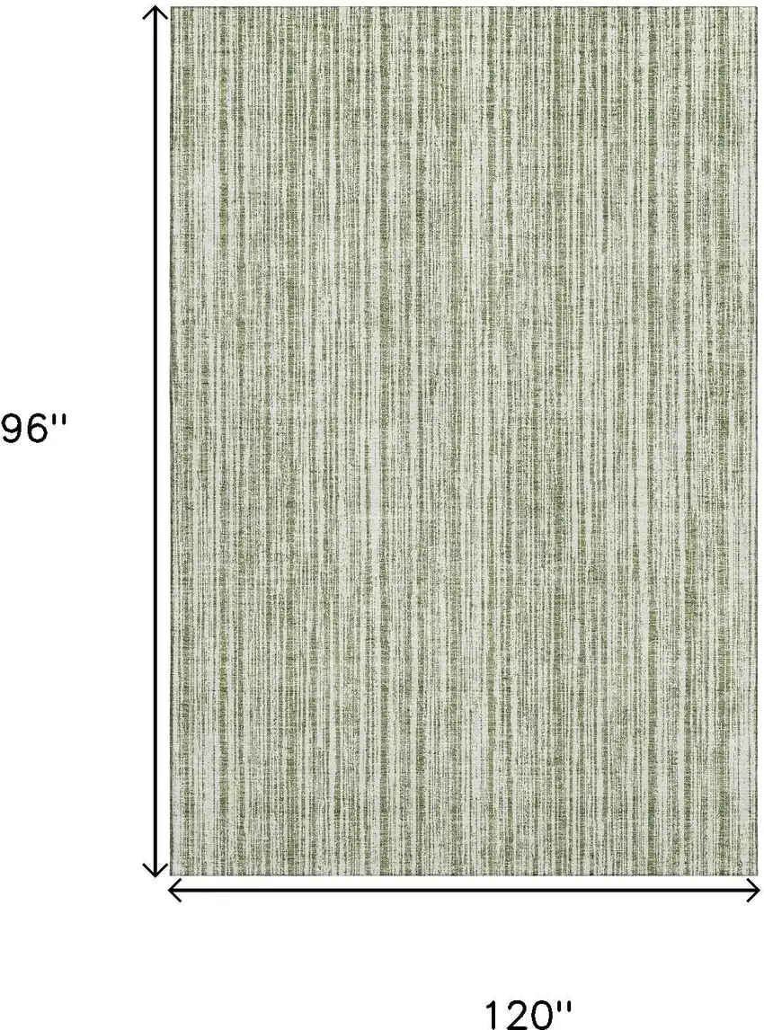 Green And Ivory Striped Washable Area Rug With UV Protection Photo 3