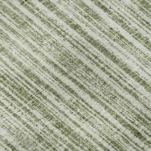 Photo of Green And Ivory Striped Washable Area Rug With UV Protection