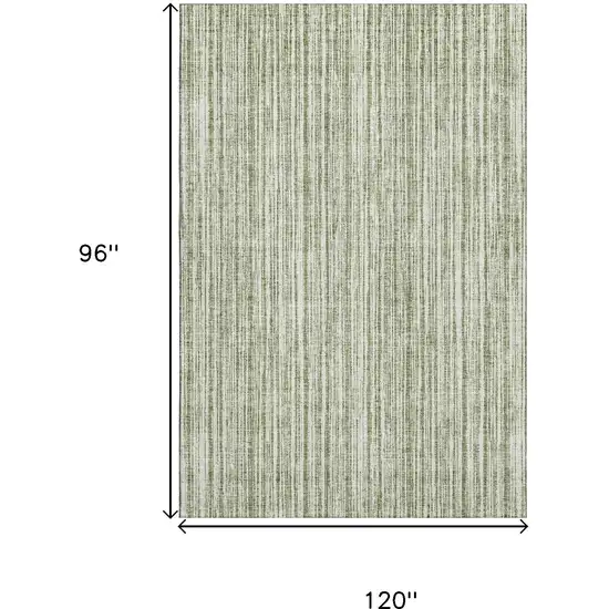 Green And Ivory Striped Washable Area Rug With UV Protection Photo 3
