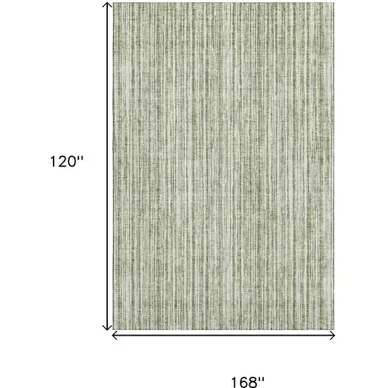 Green And Ivory Striped Washable Area Rug With UV Protection Photo 3