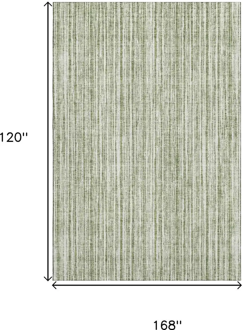 Green And Ivory Striped Washable Area Rug With UV Protection Photo 3