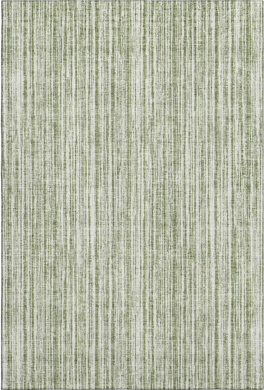 Green And Ivory Striped Washable Area Rug With UV Protection Photo 5