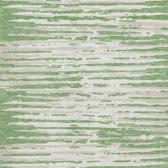 Green And Ivory Striped Washable Area Rug With UV Protection Photo 3