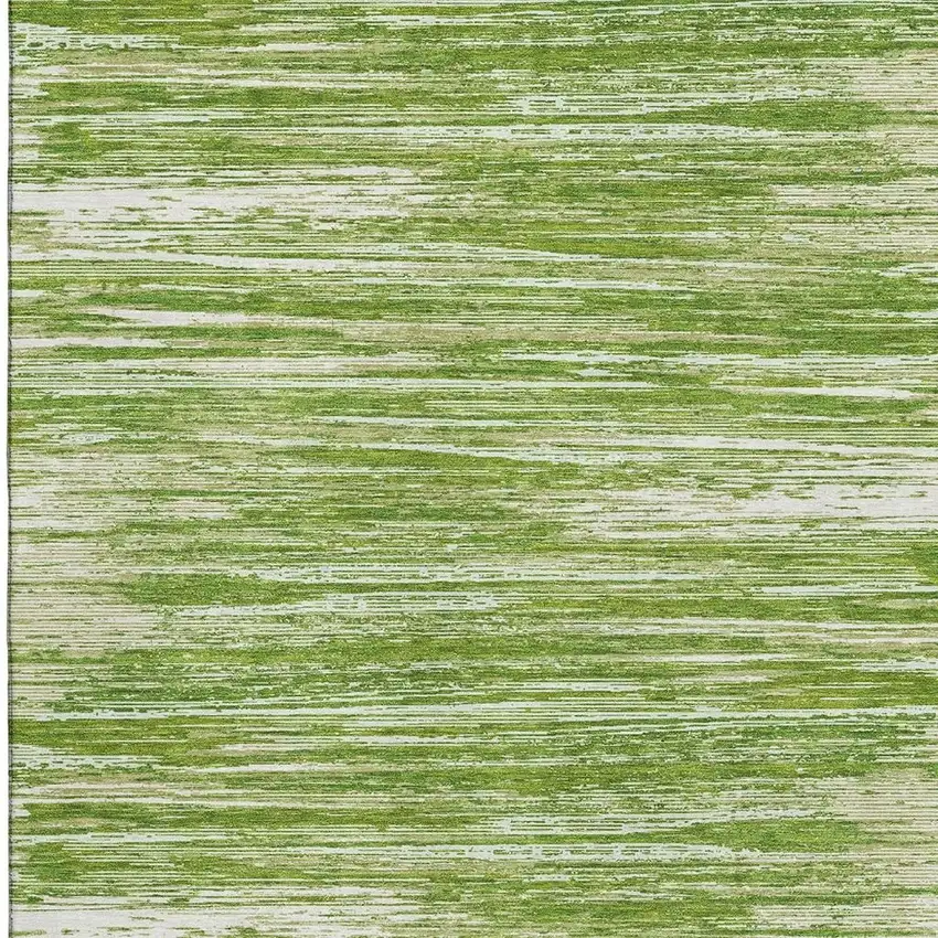 Green And Ivory Striped Washable Area Rug With UV Protection Photo 3