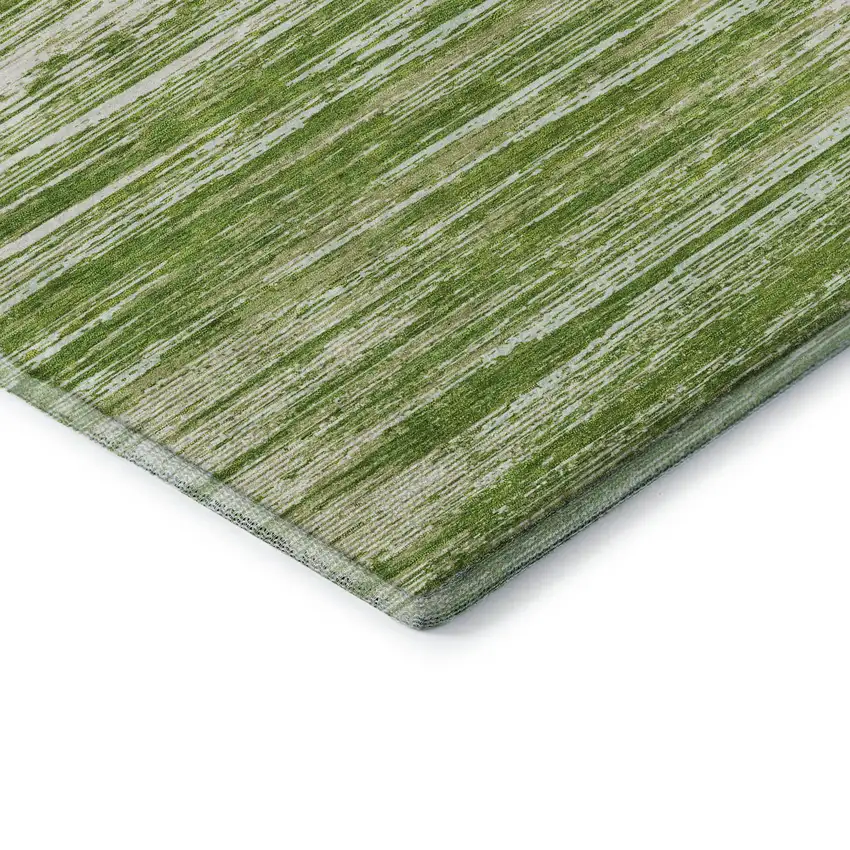 Green And Ivory Striped Washable Area Rug With UV Protection Photo 7