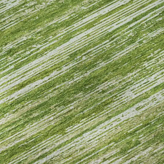 Green And Ivory Striped Washable Area Rug With UV Protection Photo 9