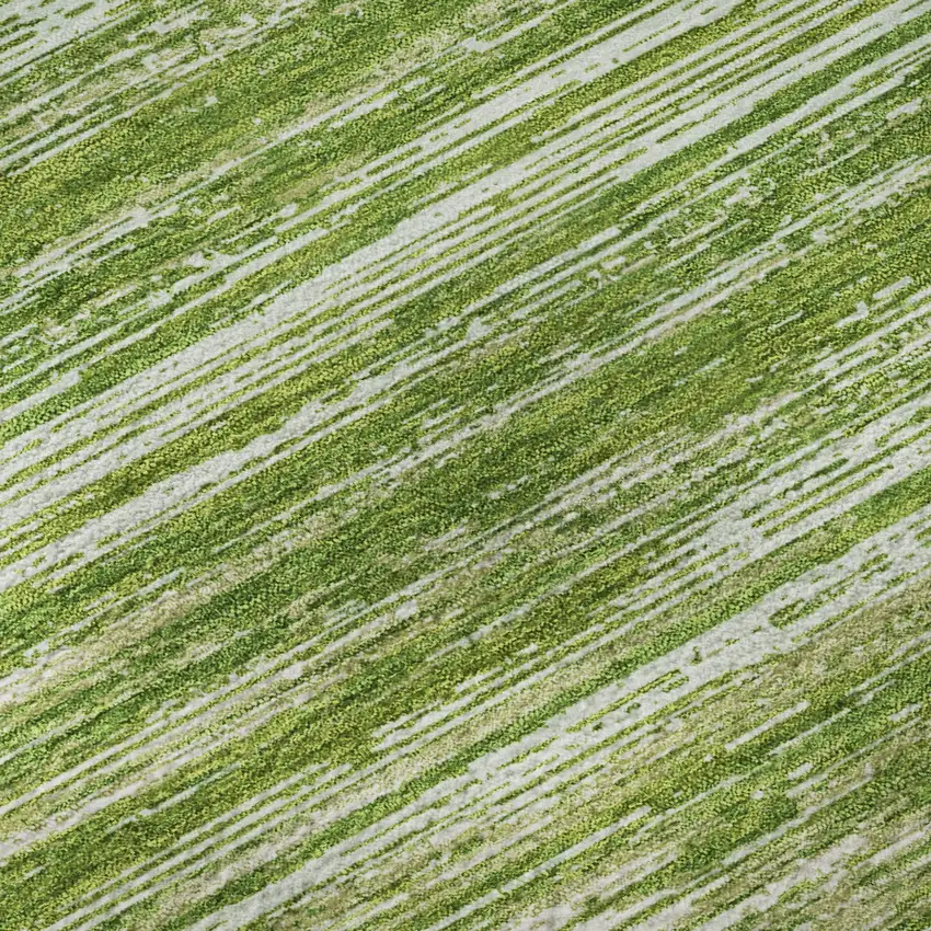 Green And Ivory Striped Washable Area Rug With UV Protection Photo 9