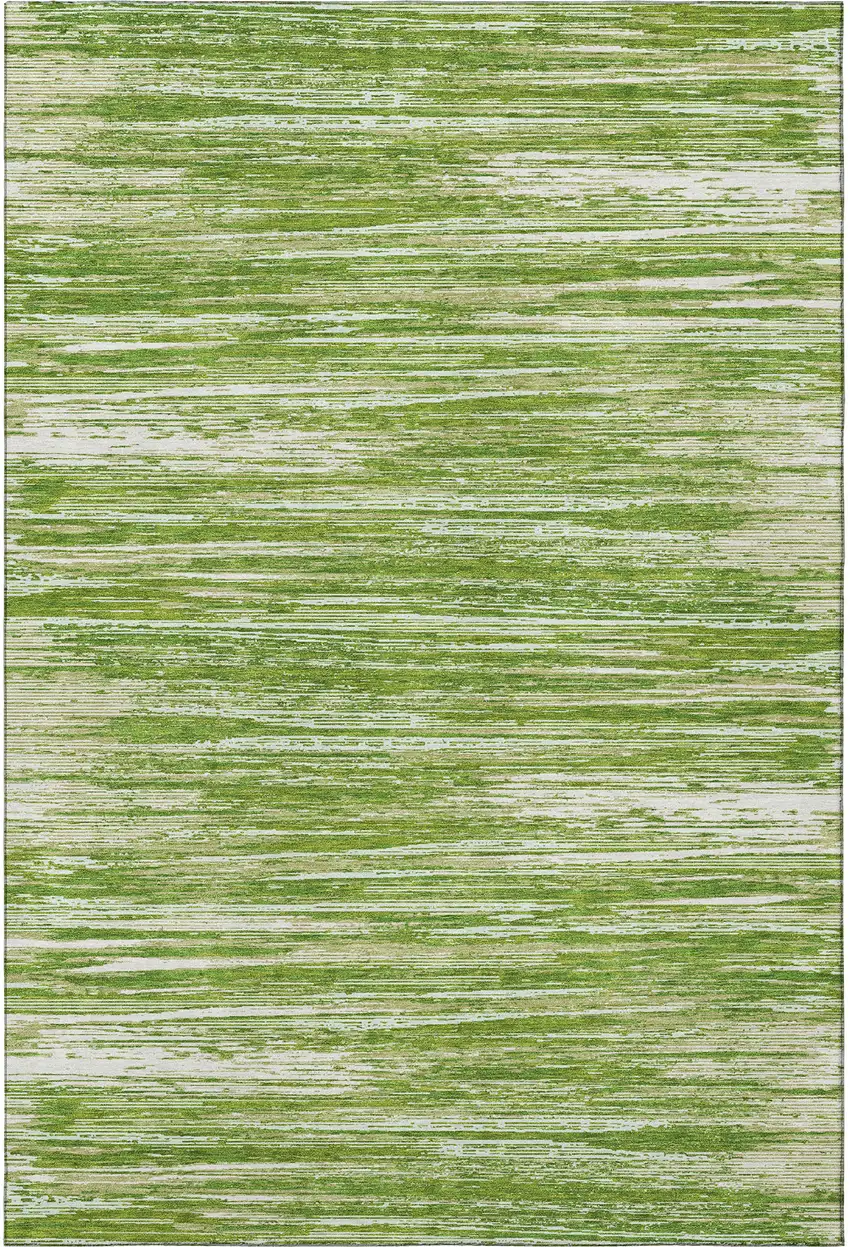 Green And Ivory Striped Washable Area Rug With UV Protection Photo 4
