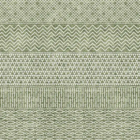 Green And Ivory Striped Washable Area Rug With UV Protection Photo 2