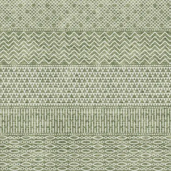 Green And Ivory Striped Washable Area Rug With UV Protection Photo 2