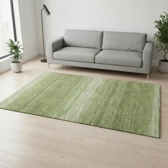 Green And Ivory Striped Washable Area Rug With UV Protection Photo 2