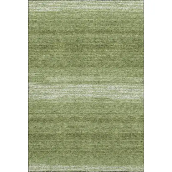Green And Ivory Striped Washable Area Rug With UV Protection Photo 1
