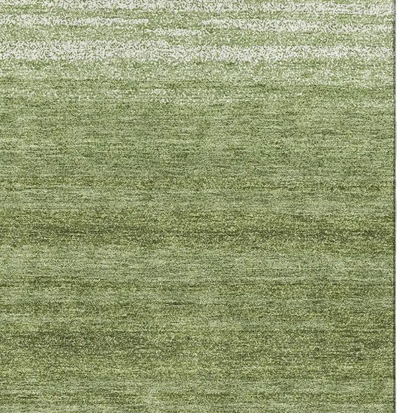 Green And Ivory Striped Washable Area Rug With UV Protection Photo 3