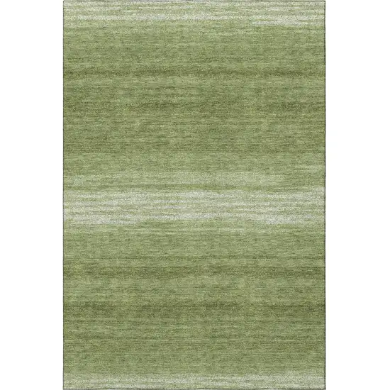 Green And Ivory Striped Washable Area Rug With UV Protection Photo 3