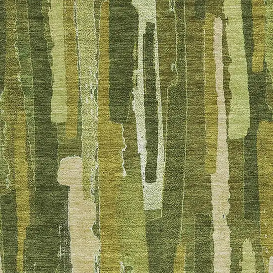 Green And Ivory Striped Washable Area Rug With UV Protection Photo 2