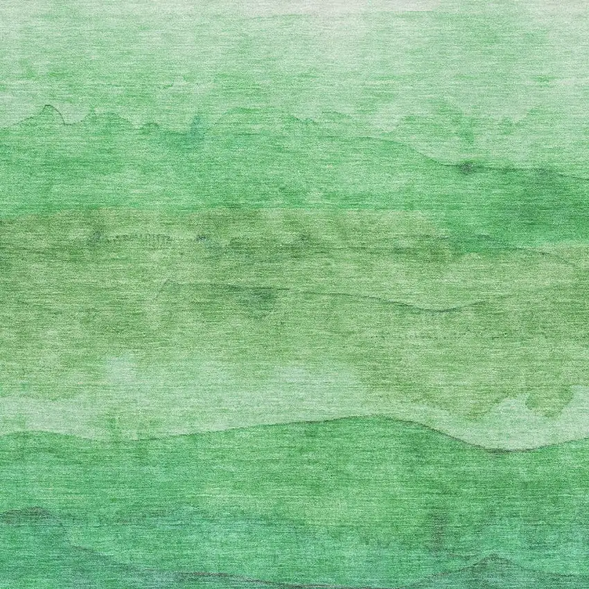 Green And Ivory Striped Washable Area Rug With UV Protection Photo 2