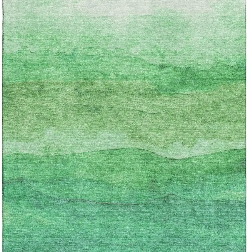 Green And Ivory Striped Washable Area Rug With UV Protection Photo 3