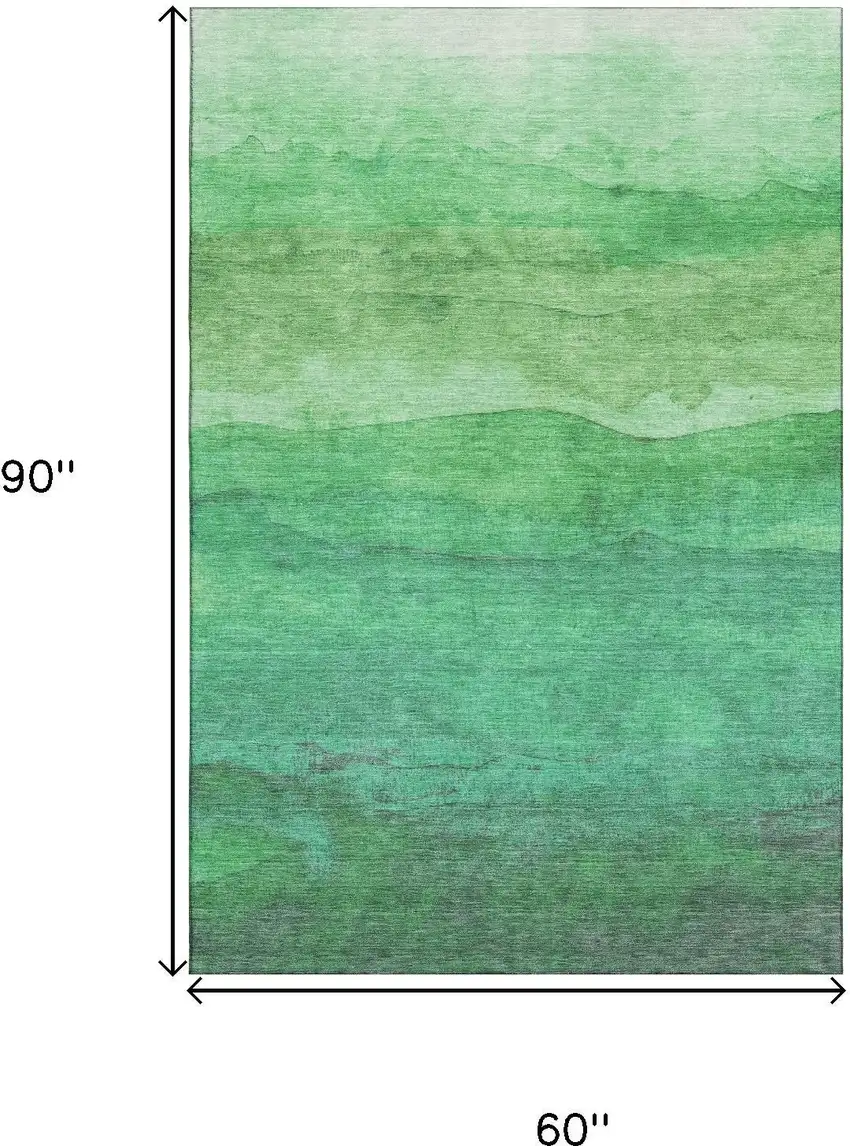 Green And Ivory Striped Washable Area Rug With UV Protection Photo 9