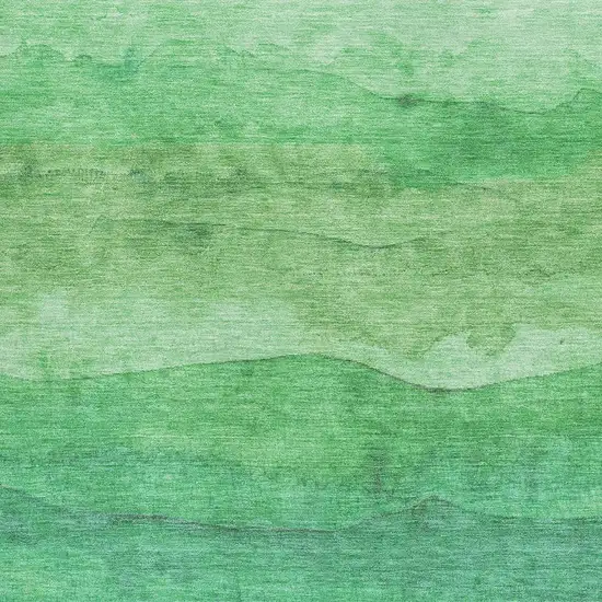 Green And Ivory Striped Washable Area Rug With UV Protection Photo 2