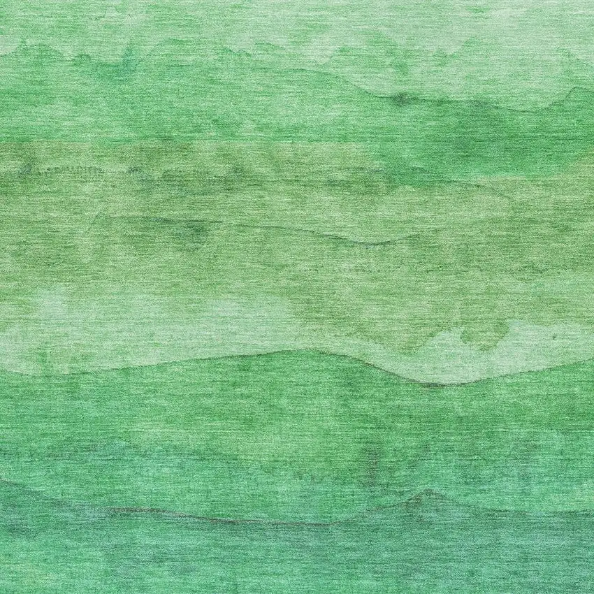 Green And Ivory Striped Washable Area Rug With UV Protection Photo 2