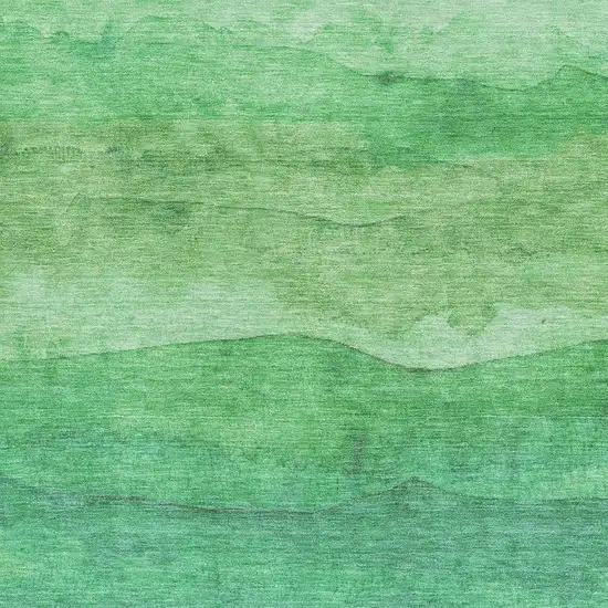 Green And Ivory Striped Washable Area Rug With UV Protection Photo 2