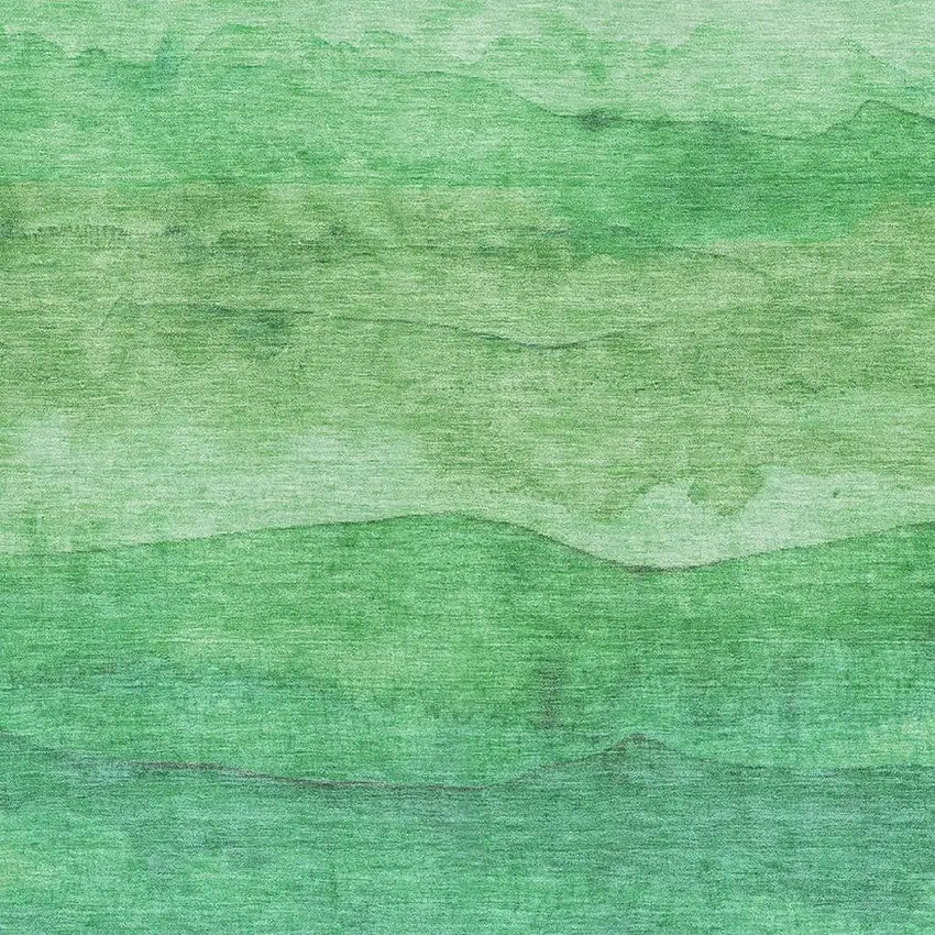 Green And Ivory Striped Washable Area Rug With UV Protection Photo 2