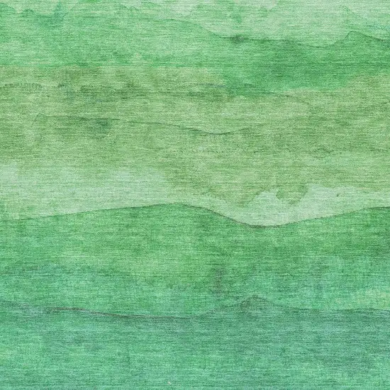 Green And Ivory Striped Washable Area Rug With UV Protection Photo 2