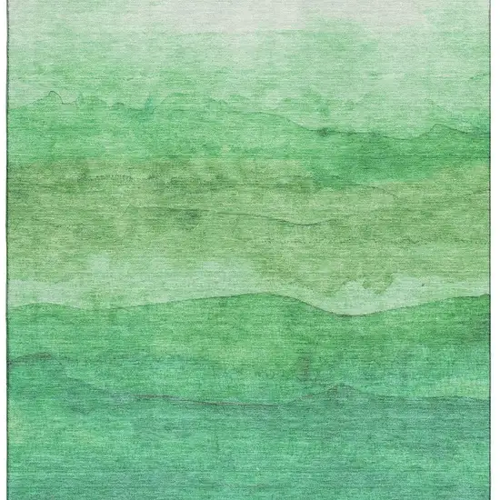 Green And Ivory Striped Washable Area Rug With UV Protection Photo 3