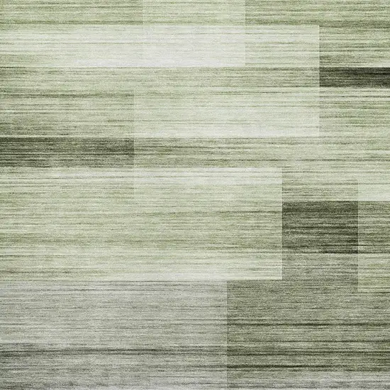 Green And Ivory Striped Washable Area Rug With UV Protection Photo 3