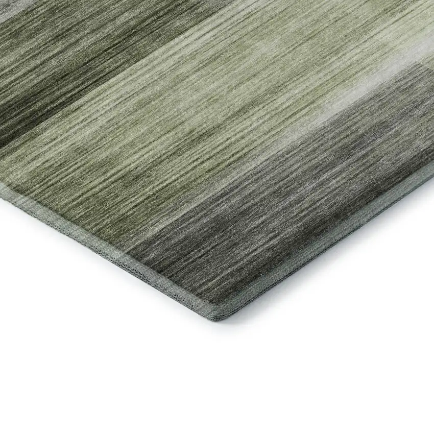 Green And Ivory Striped Washable Area Rug With UV Protection Photo 7