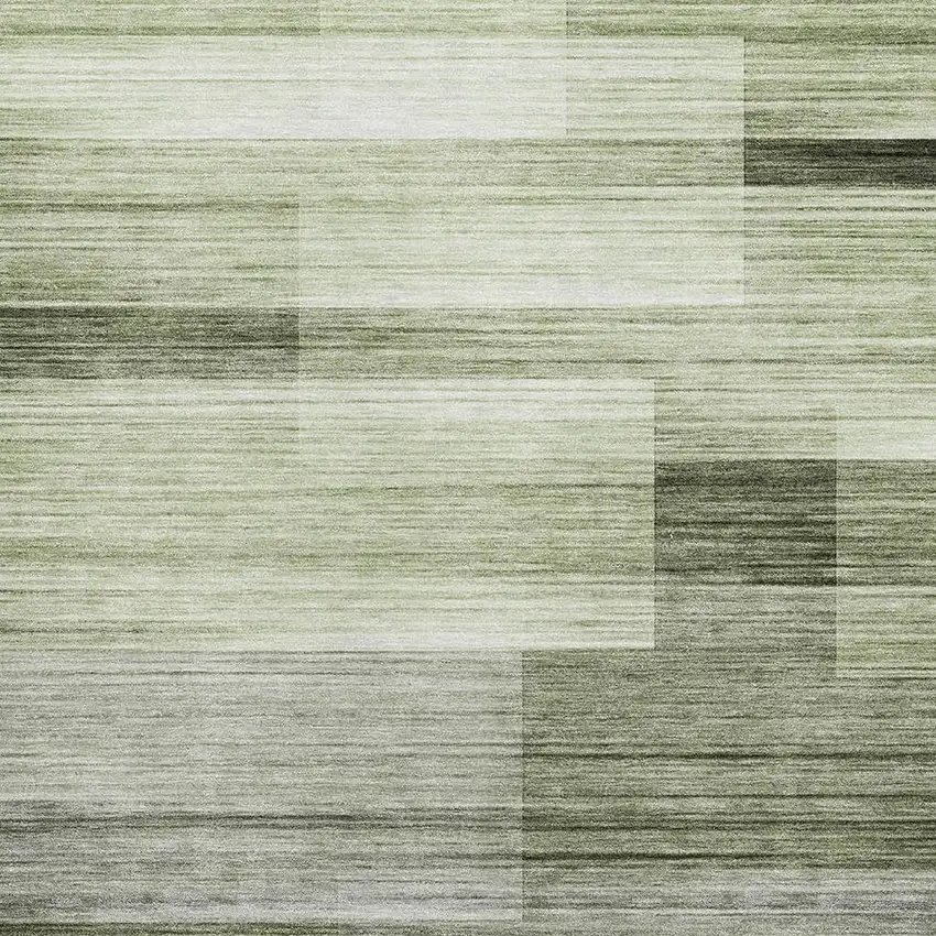 Green And Ivory Striped Washable Area Rug With UV Protection Photo 3