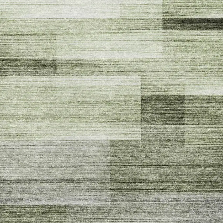 Green And Ivory Striped Washable Area Rug With UV Protection Photo 3