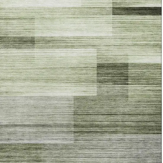 Green And Ivory Striped Washable Area Rug With UV Protection Photo 3