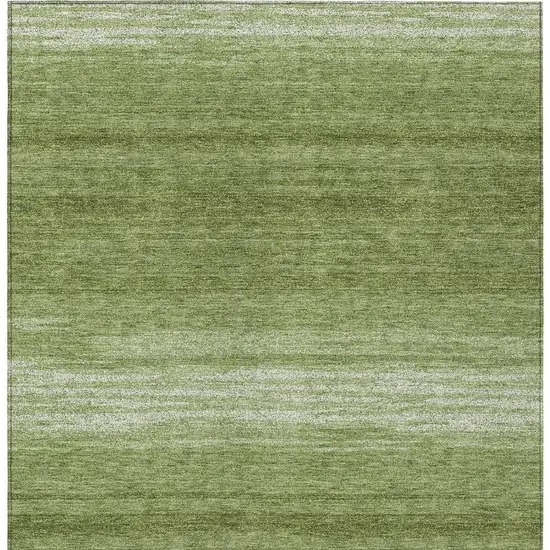 Green And Ivory Striped Washable Indoor Outdoor Area Rug Photo 7