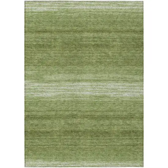 Green And Ivory Striped Washable Indoor Outdoor Area Rug Photo 2